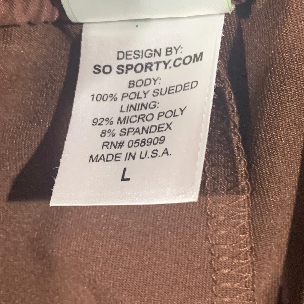 Kinesis Brown Poly Sueded Athletic Shorts Womens Large Made in USA NWT So Sporty